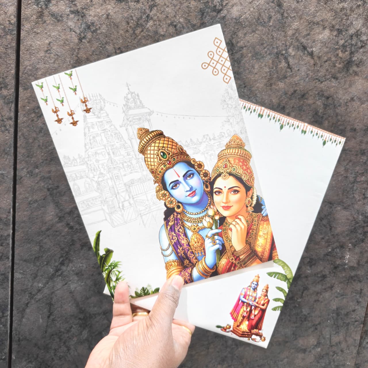 Vishnu Lakshmi Temple Wedding Card