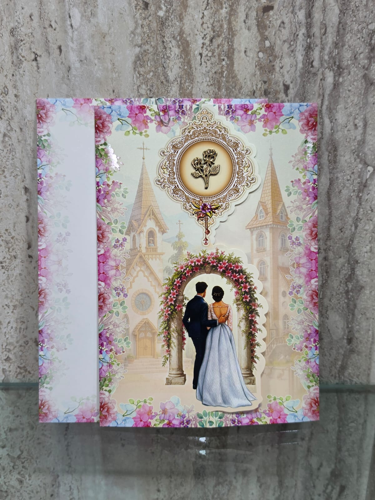 Church Floral Arch Wedding Card