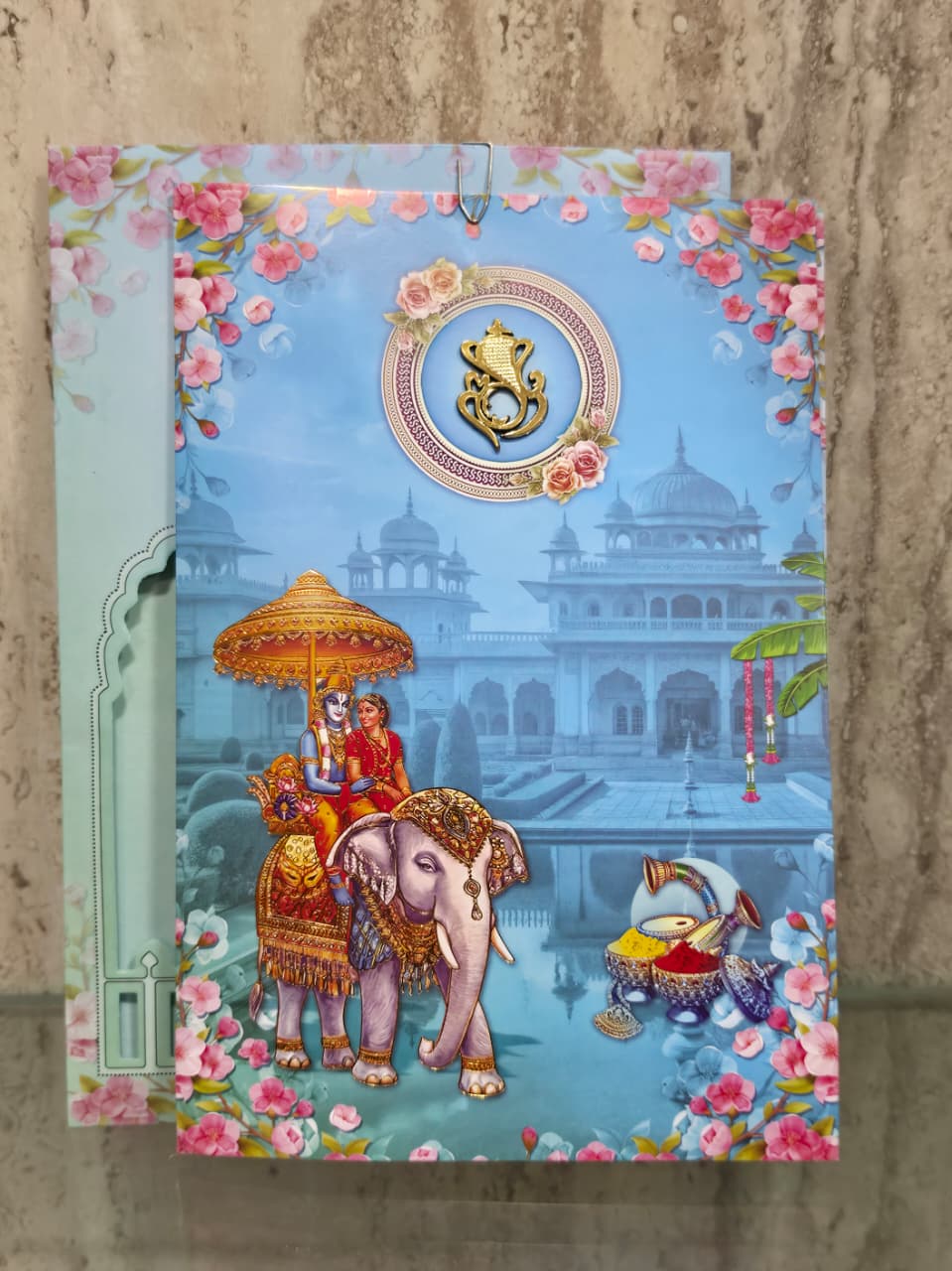 Radha Krishna Elephant Procession Wedding Card