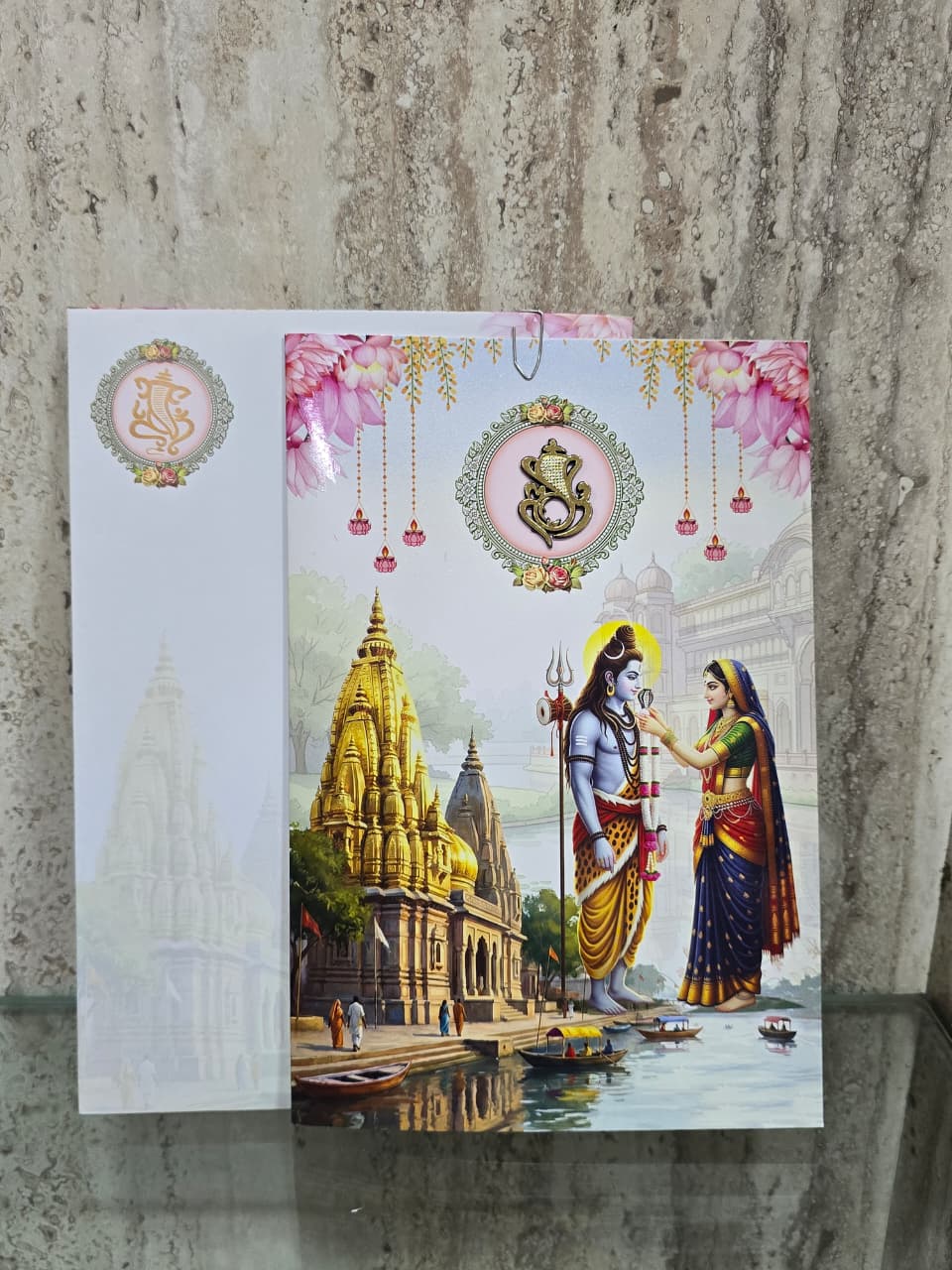 Shiva Parvati Riverside Temple Wedding Card
