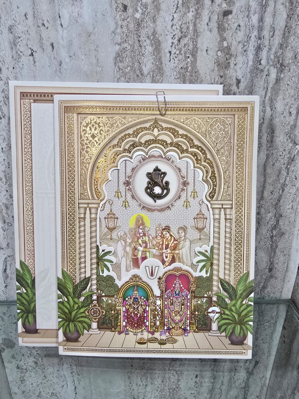 Gold Foil Arch Wedding Ceremony Card