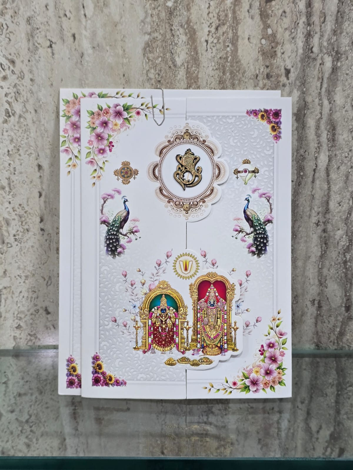 Embossed Rama Pattabhishekam Wedding Card