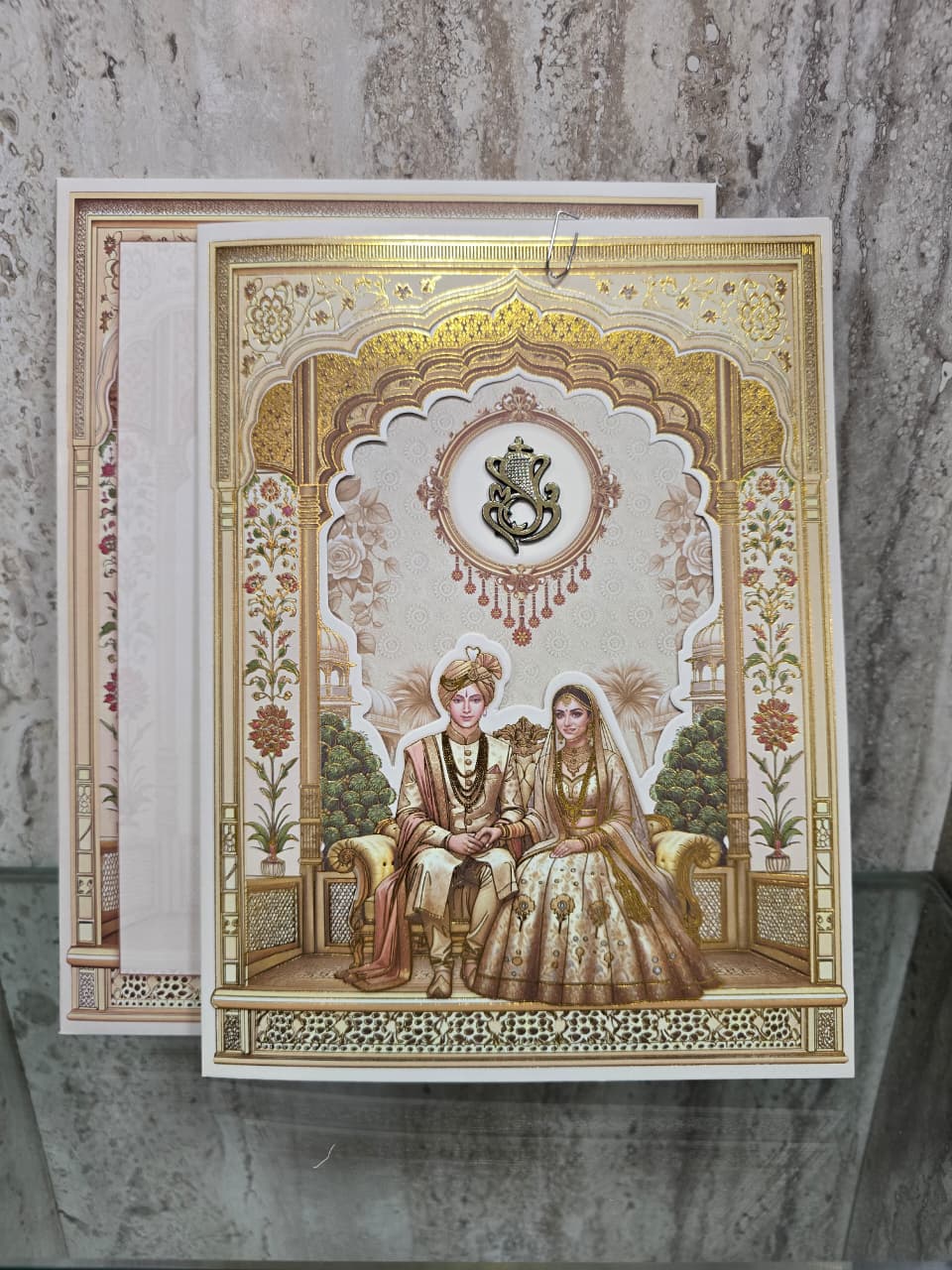 Royal Gold Arch Couple Wedding Card