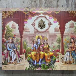majestic Lord Shiva with parvathi and grand temple-inspired mandapam, blending divine tradition with a modern royal looK