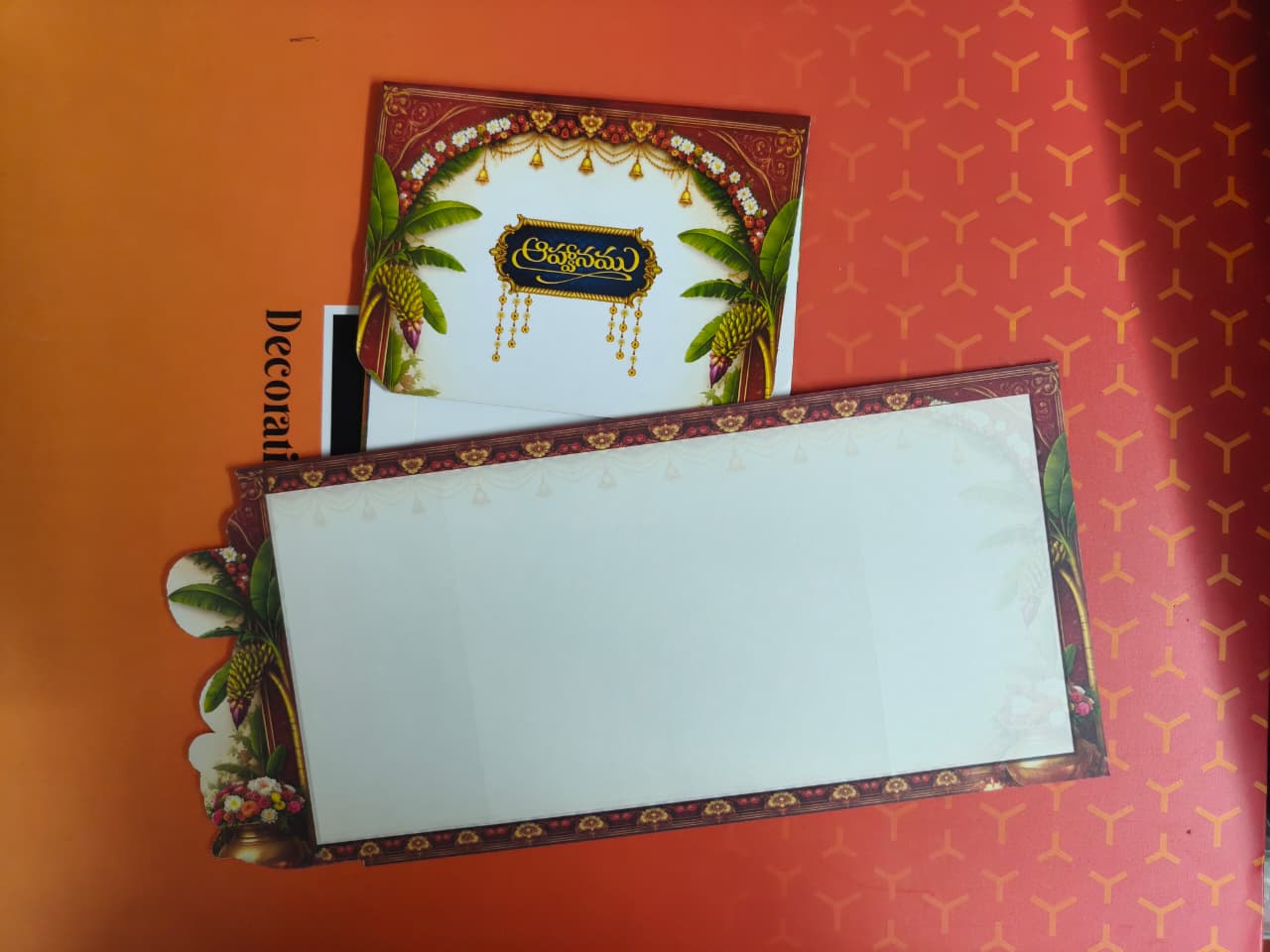 Royal Half Saree invitation with elegant traditional motifs and a luxurious finish - Image 2