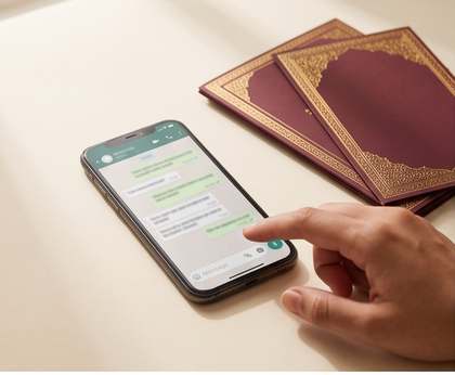 Bride and groom reviewing wedding invitation design options with the Kothapalli Cards studio over WhatsApp